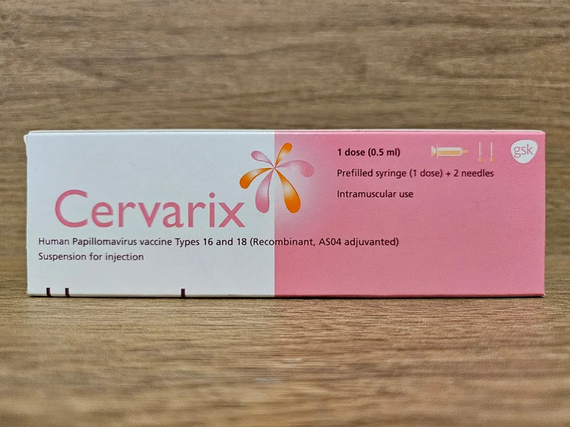 Cervarix HPV vaccine box — bivalent (HPV2) vaccine by GlaxoSmithKline, used in Singapore