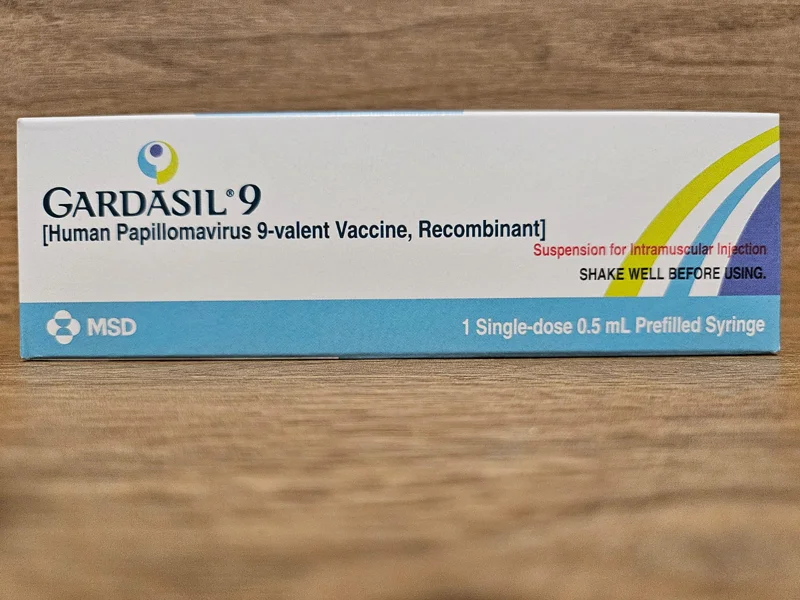 Gardasil 9 HPV vaccine box — 9-valent (HPV9) vaccine by MSD, used in Singapore