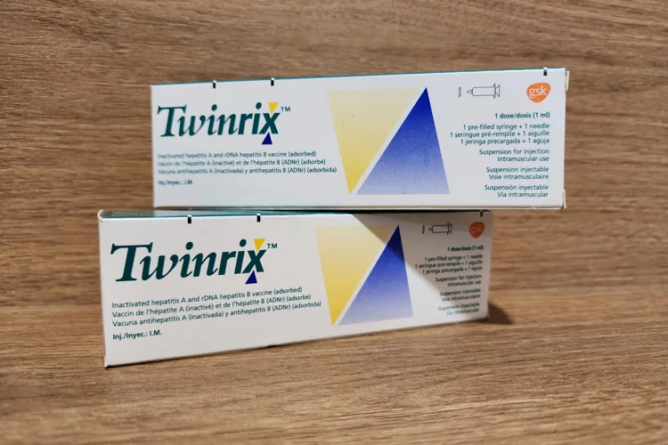 Twinrix combined Hepatitis A and B vaccine box by GSK — inactivated Hep A + recombinant Hep B vaccine used in Singapore
